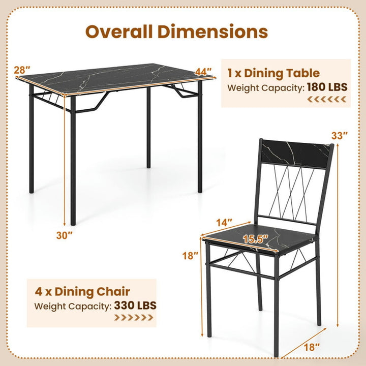 Hommoo Dining Table Set,Dinner Table Set,5-Piece Dining Table Set for 4 with Kitchen Table and 4 Dining Chairs-Black Image 2