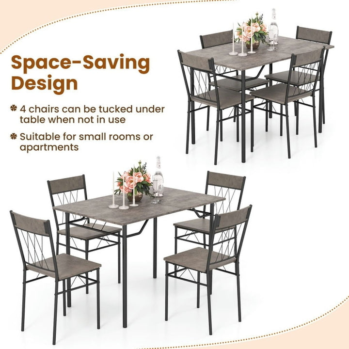 Hommoo Dining Table Set,Dinner Table Set,5-Piece Dining Table Set for 4 with Kitchen Table and 4 Dining Chairs-Gray Image 2