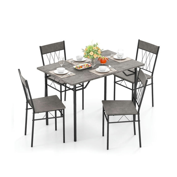 Hommoo Dining Table Set,Dinner Table Set,5-Piece Dining Table Set for 4 with Kitchen Table and 4 Dining Chairs-Gray Image 3