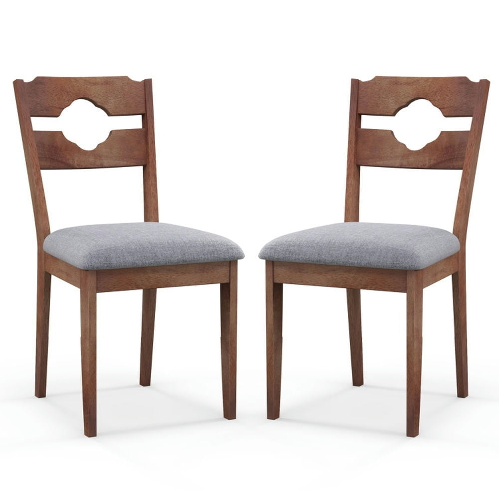 Hommoo Dining Chairs, Dining Chair Set of 2 Fabric Upholstered Kitchen Chairs with Padded Seat and High Back-Gray Image 1