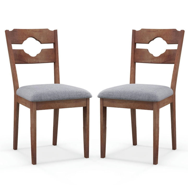 Hommoo Dining Chairs, Dining Chair Set of 2 Fabric Upholstered Kitchen Chairs with Padded Seat and High Back-Gray Image 1