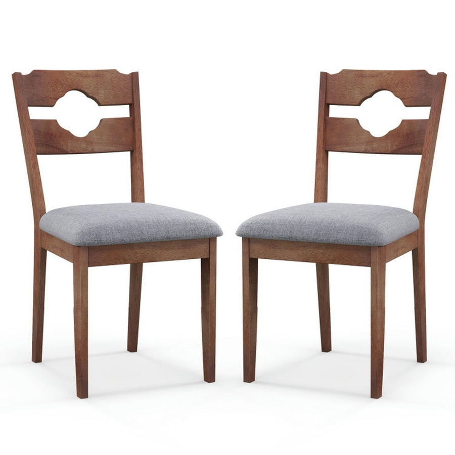 Hommoo Dining Chairs, Dining Chair Set of 2 Fabric Upholstered Kitchen Chairs with Padded Seat and High Back-Gray Image 1