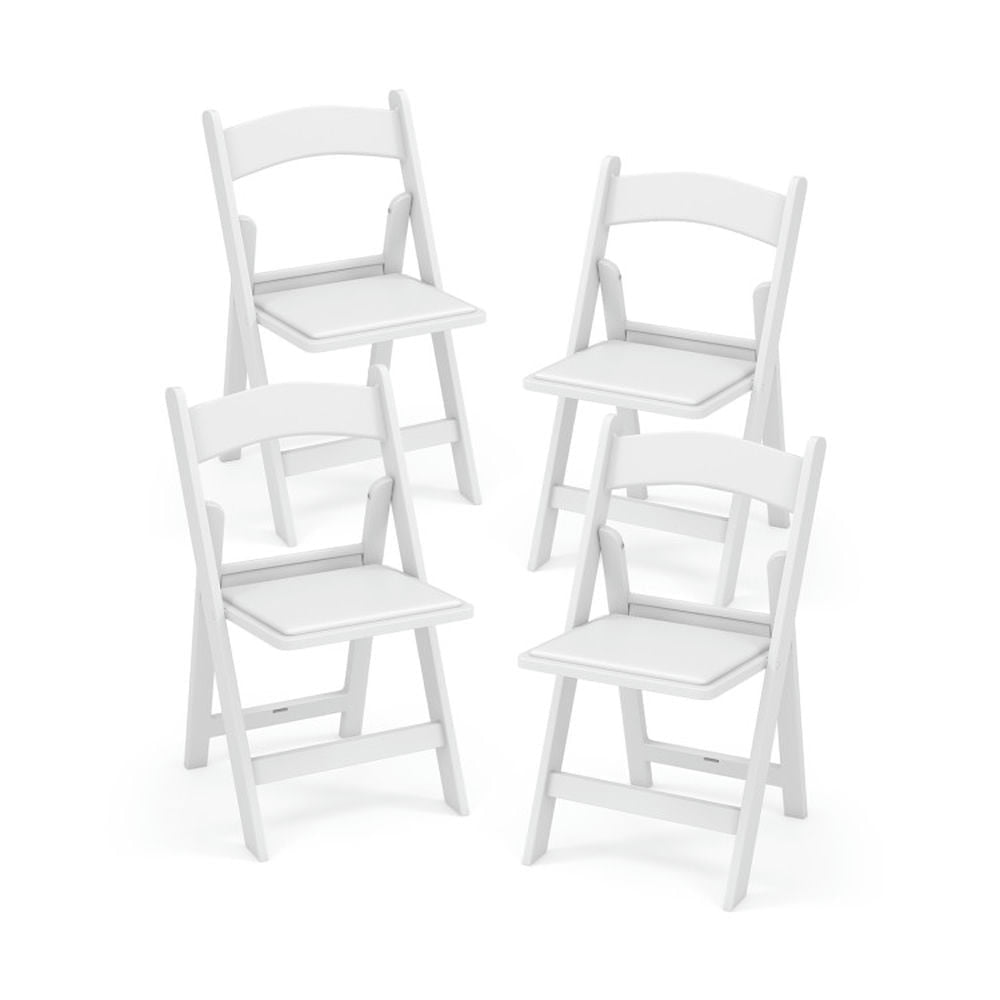 Hommoo Dining Chair,Dinner Chair,4 Pack Resin Folding Chairs with Padded Seat-White Image 1