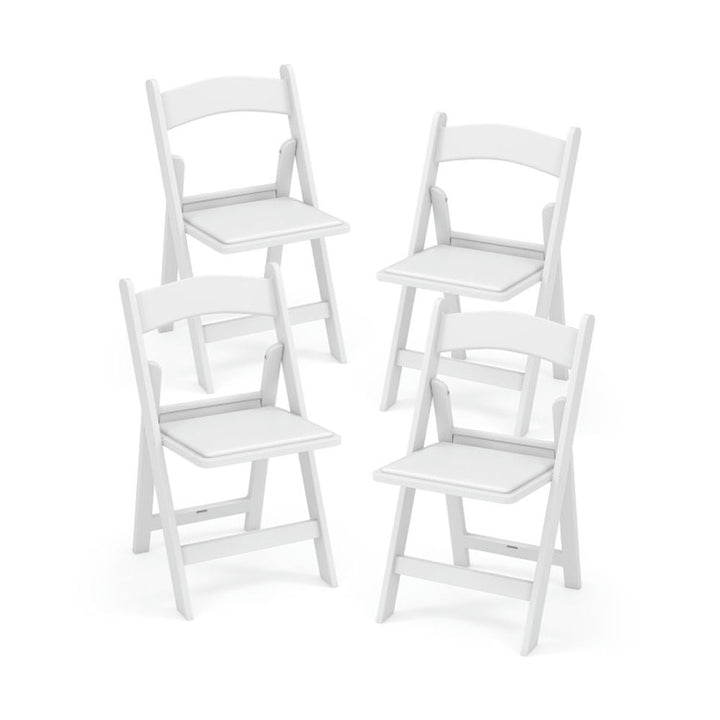 Hommoo Dining Chair,Dinner Chair,4 Pack Resin Folding Chairs with Padded Seat-White Image 1