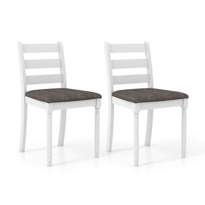 Hommoo Dining Chair,Dinner Chair,Set of 2 Rubber Wood Dining Chairs with Upholstered Seat-White Image 1