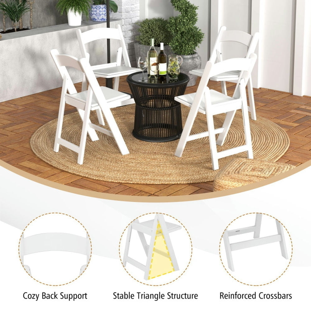 Hommoo Dining Chair,Dinner Chair,4 Pack Resin Folding Chairs with Padded Seat-White Image 3