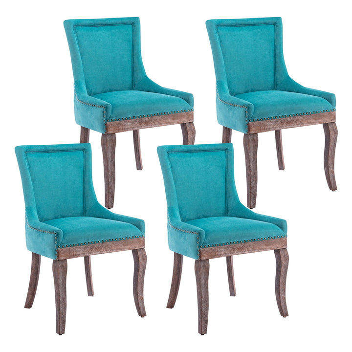 Hommoo Thickened Fabric Dining Chairs Set of 4, Farmhouse Tufted Modern Upholstered Ultra Side Chairs Blue Image 1