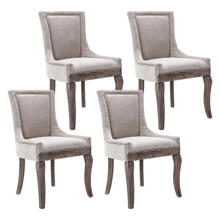 Hommoo Thickened Fabric Dining Chairs Set of 4, Farmhouse Tufted Modern Upholstered Ultra Side Chairs Beige Image 1