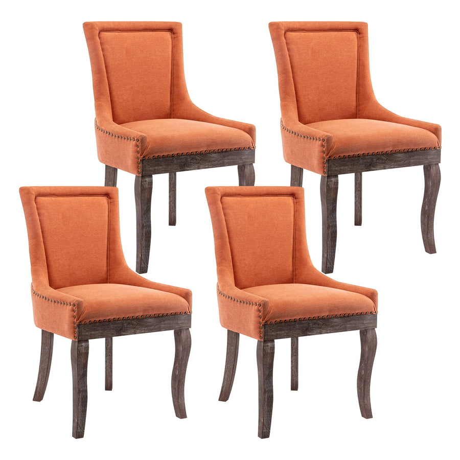 Hommoo Thickened Fabric Dining Chairs Set of 4, Farmhouse Tufted Modern Upholstered Ultra Side Chairs Orange Image 1