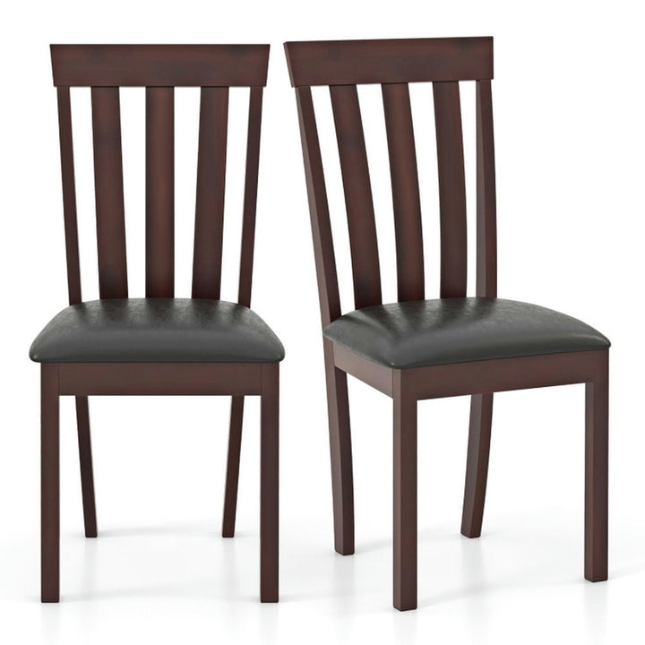 Hommoo Dining Chairs, Dining Chair Set of 2 Upholstered Wooden Kitchen Chairs with Padded Seat and Rubber Wood Image 1