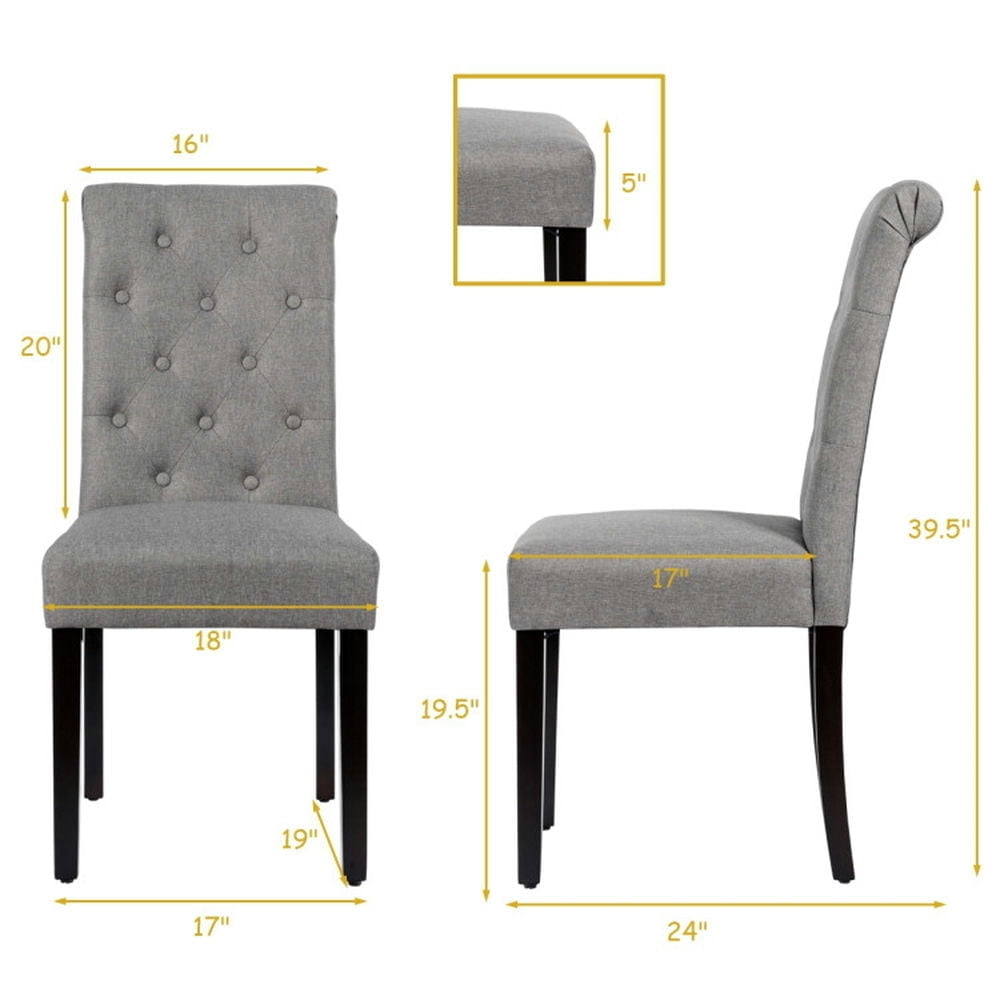 Hommoo Dining Chairs, Kitchen Chairs Trattoria Chairs,2 Pieces Tufted Dining Chair Set with Adjustable Anti-Slip Foot Image 5