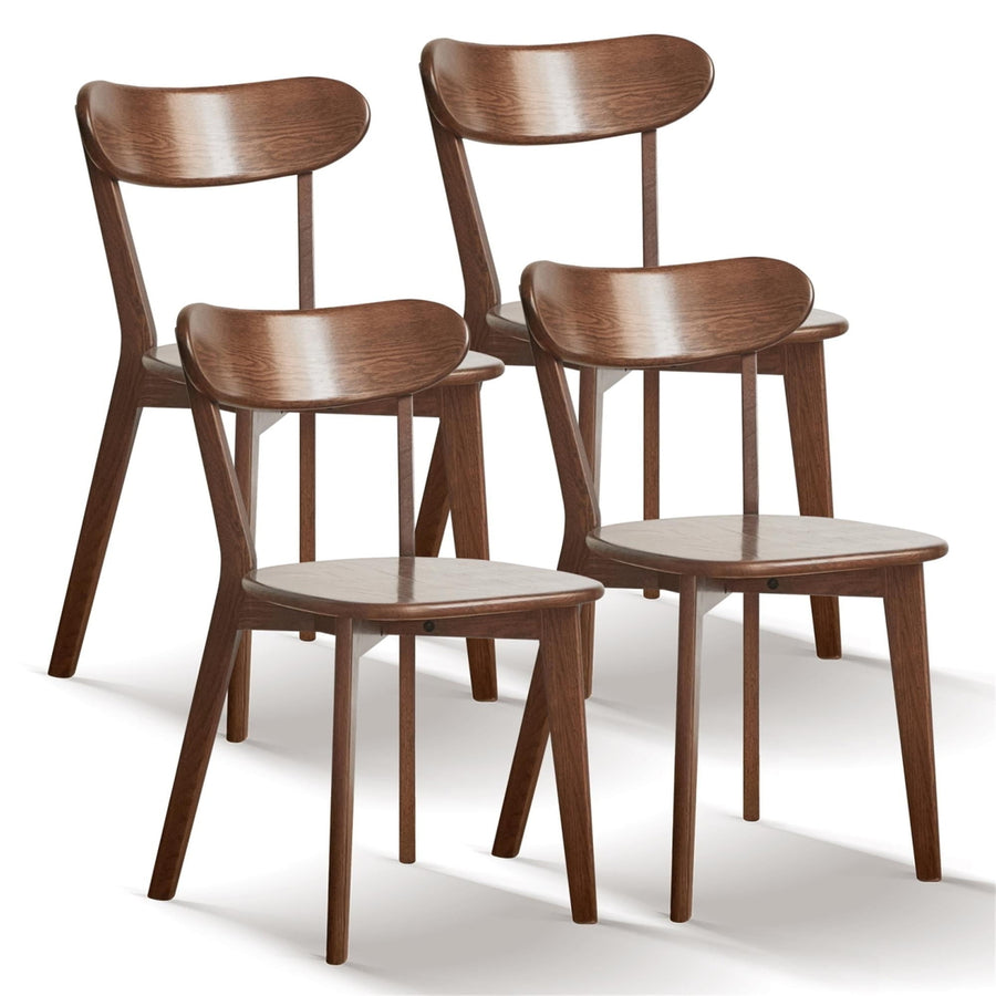 Hommoo Set of 4 Modern Farmhouse Wood Dining Chair with Oak Finish, 4-Pcs Set Walnut Image 1