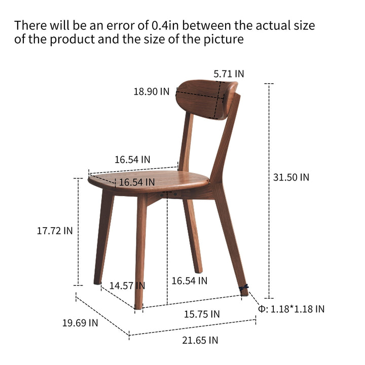 Hommoo Modern Farmhouse Wood Dining Chair with Oak Finish, 1-Pcs Set Walnut Image 6