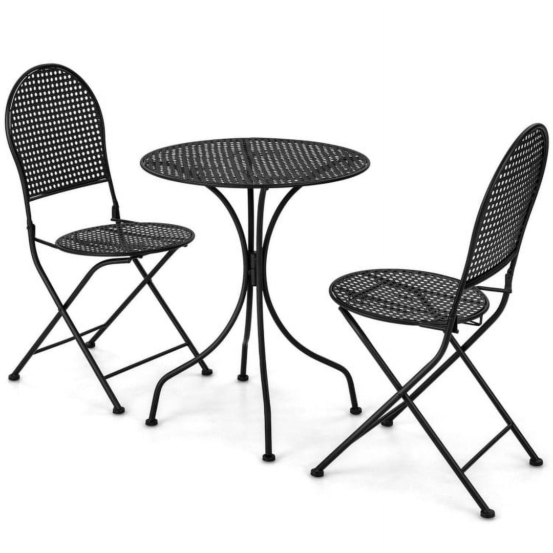 Hommoo 3 Pieces Patio Bistro Set Outdoor Conversation Furniture Table and Folding Chair, Outdoor Dining Chair for Image 1