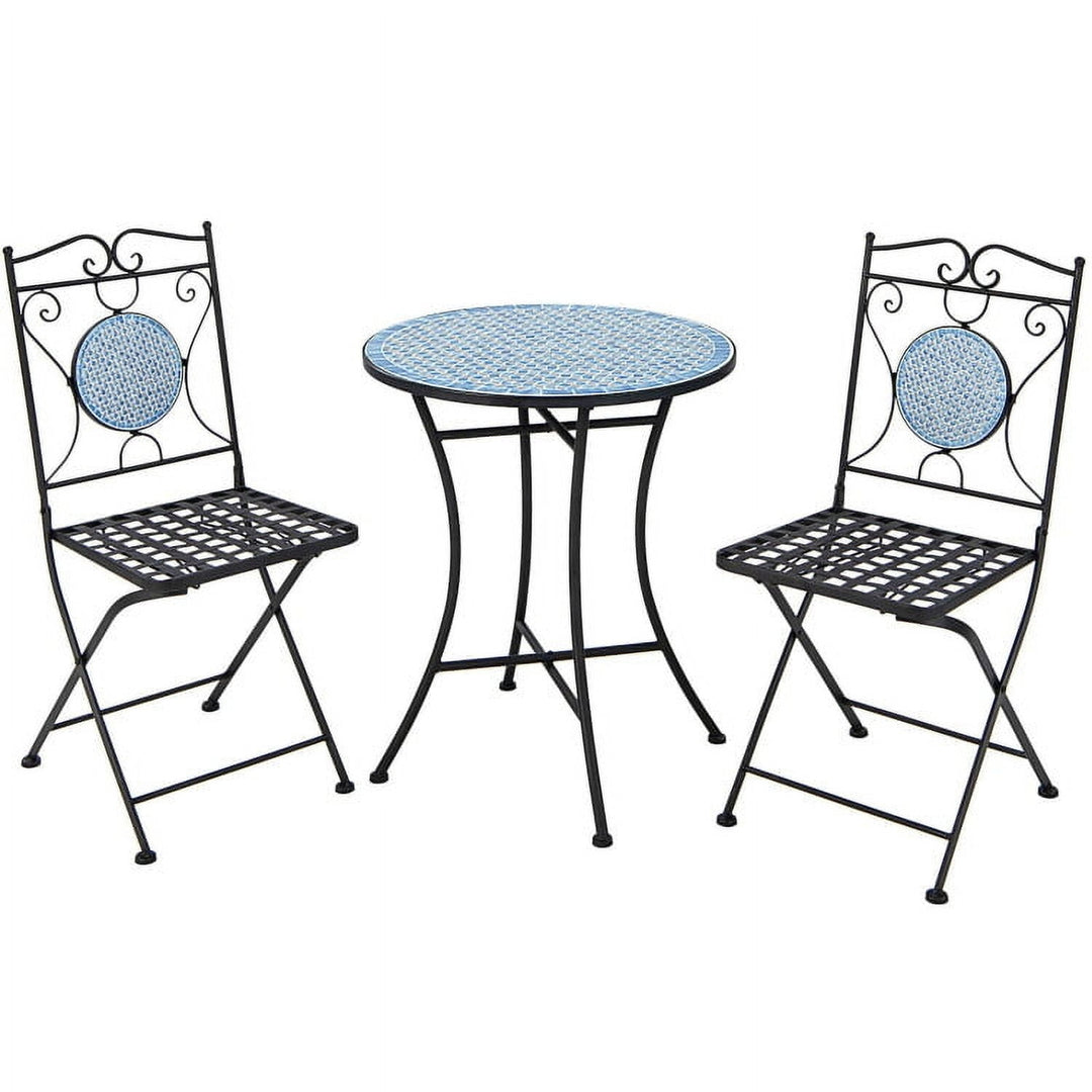 Hommoo 3 Pieces Patio Bistro Set Outdoor Conversation Furniture Table and Folding Chair, Outdoor Dining Chair Image 1