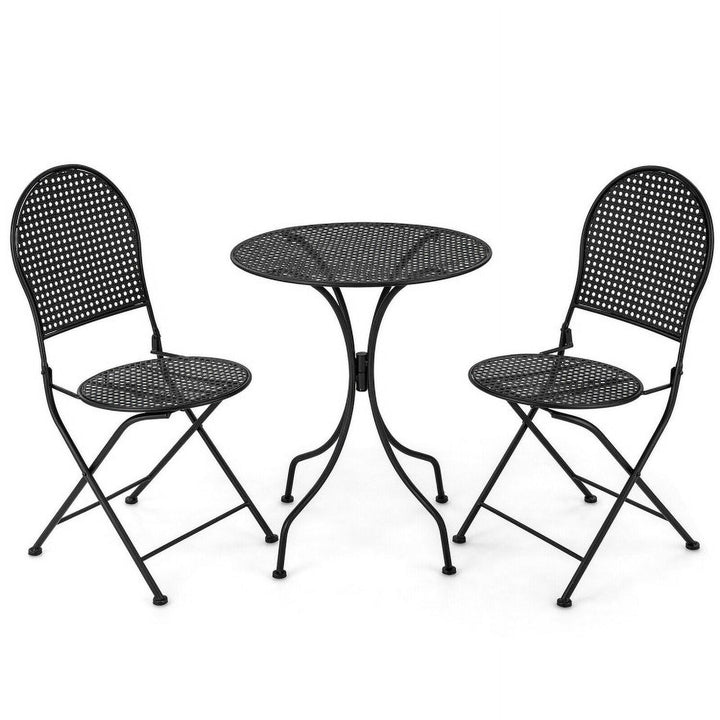 Hommoo 3 Pieces Patio Bistro Set Outdoor Conversation Furniture Table and Folding Chair, Outdoor Dining Chair for Image 5