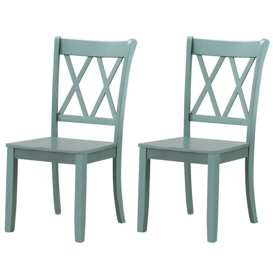 Hommoo Dining Chairs, Kitchen Chairs Trattoria Chairs,Set of 2 Cross Back Rubber Wood Dining Chairs-Green Image 1