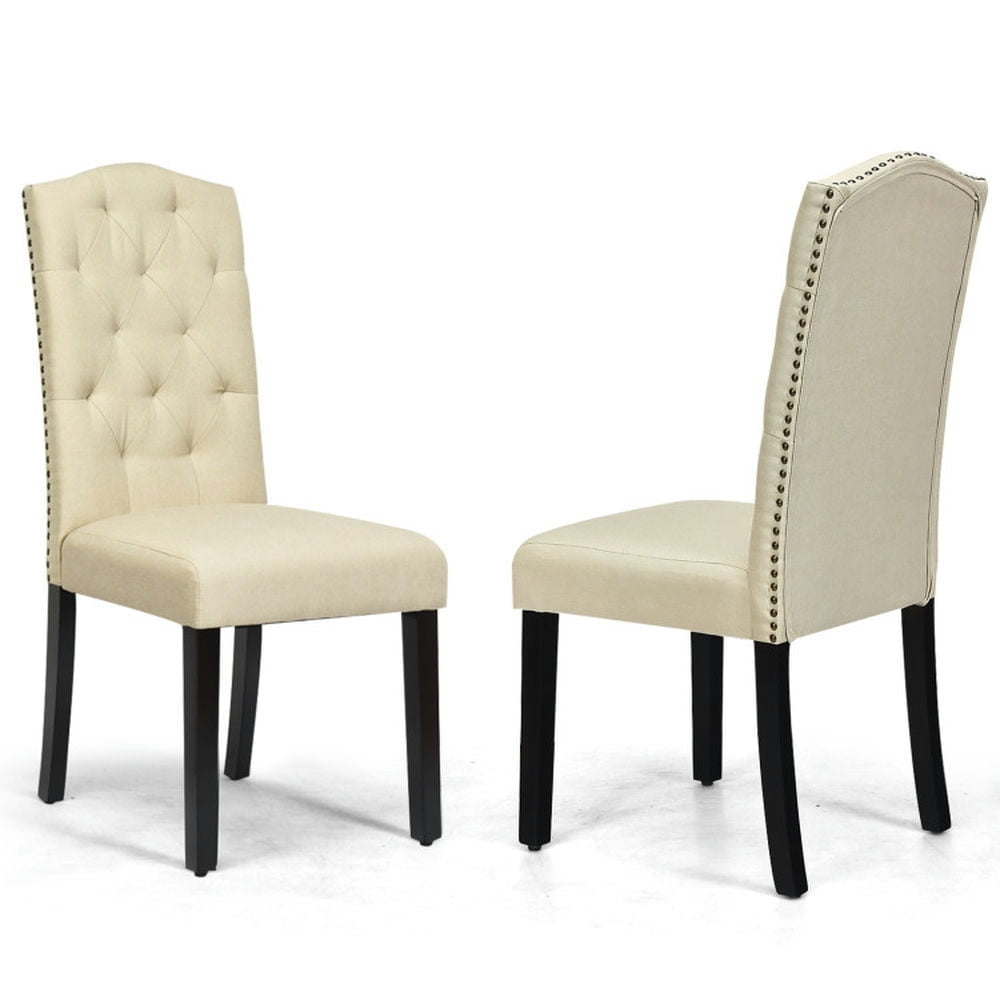 Hommoo Dining Chairs, Kitchen Chairs Trattoria Chairs,Set of 2 Tufted Upholstered Dining Chairs-Beige Image 1