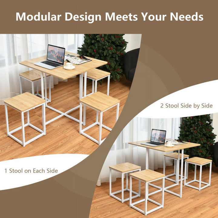 Hommoo Dining Room Table Set,Dining Table Set,5 Pieces Metal Frame Dining Set with Compact Dining Table and 4 Image 3