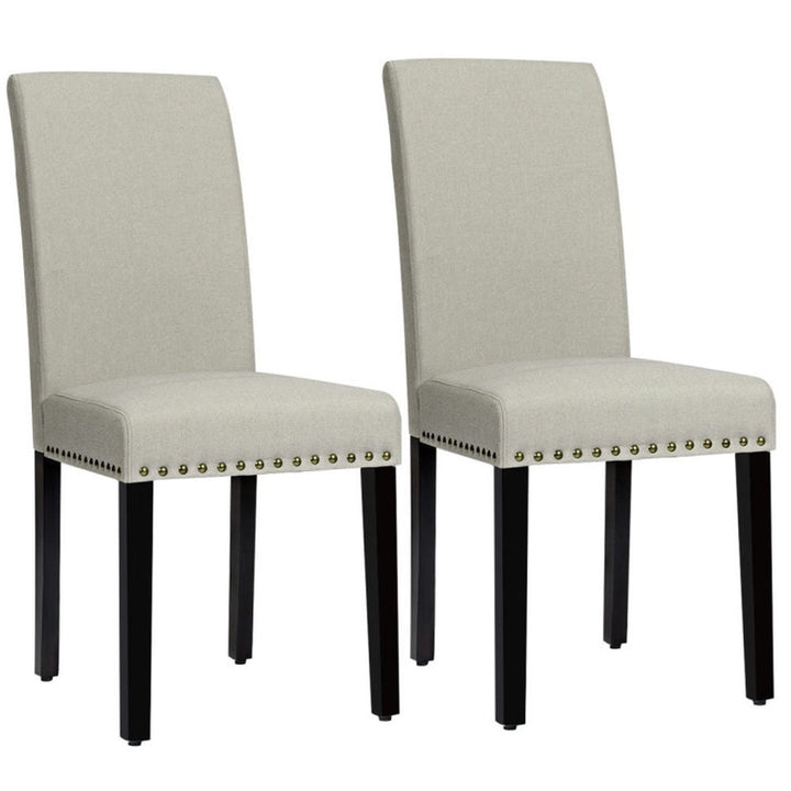 Hommoo Dining Chairs, Kitchen Chairs Trattoria Chairs,Set of 2 Fabric Upholstered Dining Chairs with Nailhead-Light Sage Image 1