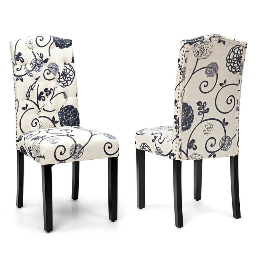 Hommoo Dining Chairs, Kitchen Chairs Trattoria Chairs,Set of 2 Tufted Upholstered Dining Chairs-Black and White Image 1