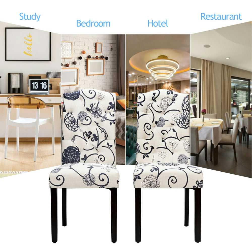 Hommoo Dining Chairs, Kitchen Chairs Trattoria Chairs,Set of 2 Tufted Upholstered Dining Chairs-Black and White Image 4