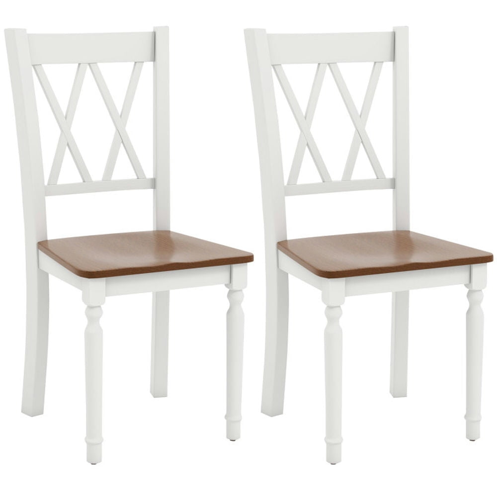 Hommoo Dining Chairs, Kitchen Chairs Trattoria Chairs,Set of 2 Wooden Farmhouse Kitchen Chairs with Rubber Wood Seat-2 Image 1