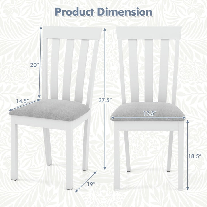 Hommoo Dining Chairs, Dining Chair Set of 2 Upholstered Wooden Kitchen Chairs with Padded Seat and Rubber Wood Image 3