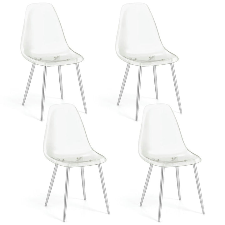 Hommoo Dining Chair,Dinner Chair,Set of 4 Dining Chairs Modern Plastic Shell Side Chair with Clear Seat and Wood Image 1