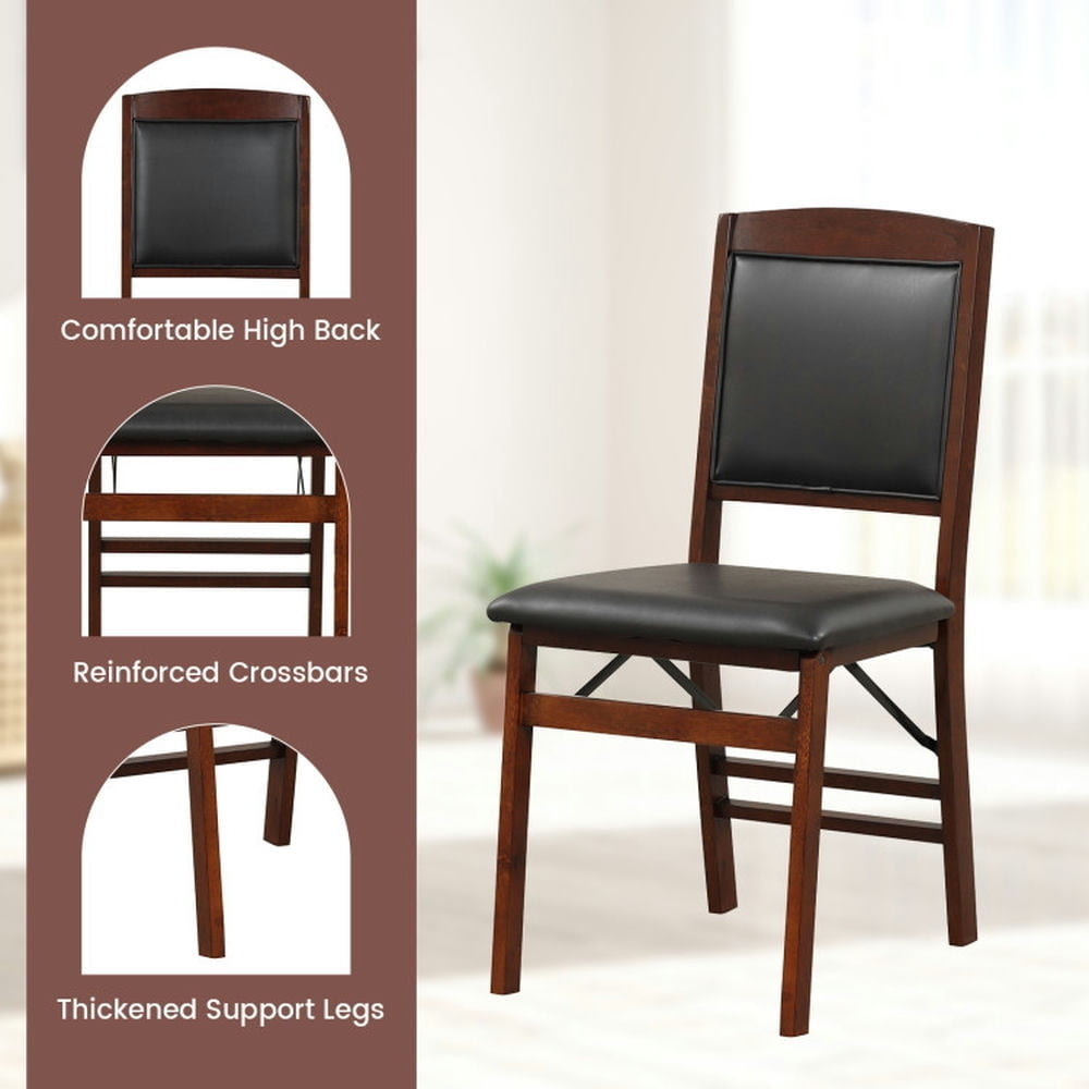 Hommoo Dining Chairs, Kitchen Chairs Trattoria Chairs,Set of 2 Folding Dining Chairs with Padded Seat and High Image 2