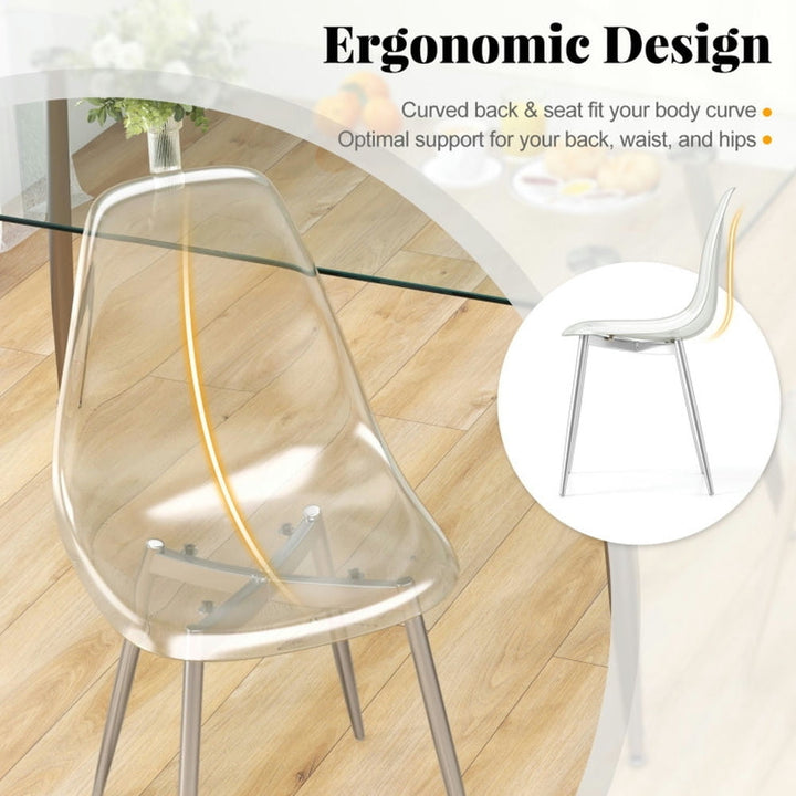 Hommoo Dining Chair,Dinner Chair,Set of 4 Dining Chairs Modern Plastic Shell Side Chair with Clear Seat and Wood Image 5