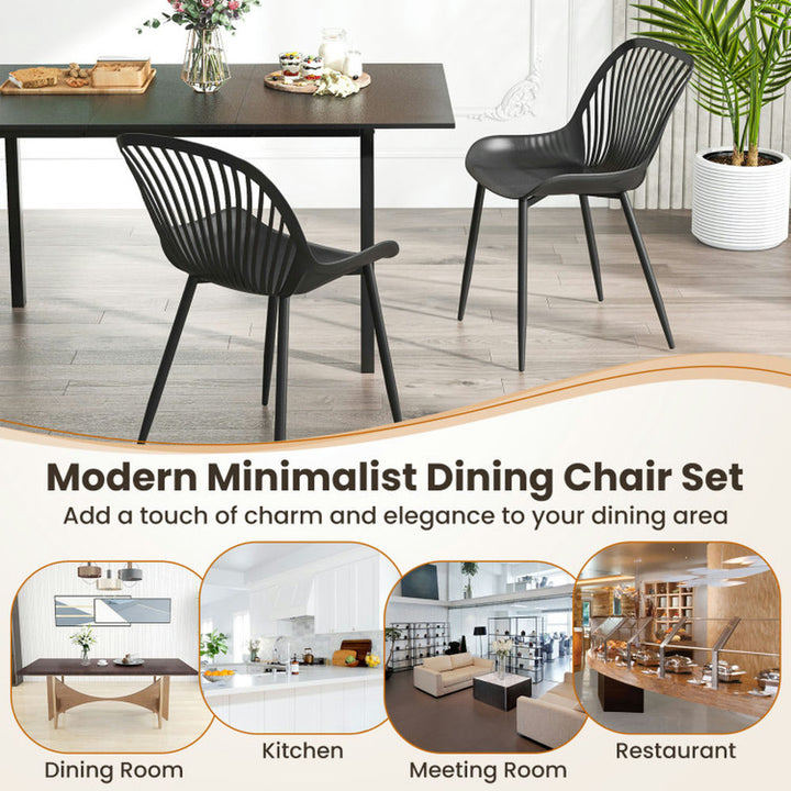 Hommoo Dining Chair,Dinner Chair,Modern Kitchen Chairs with Metal Legs Cutout Backrest Curved Seat for Dining Room Home Image 3