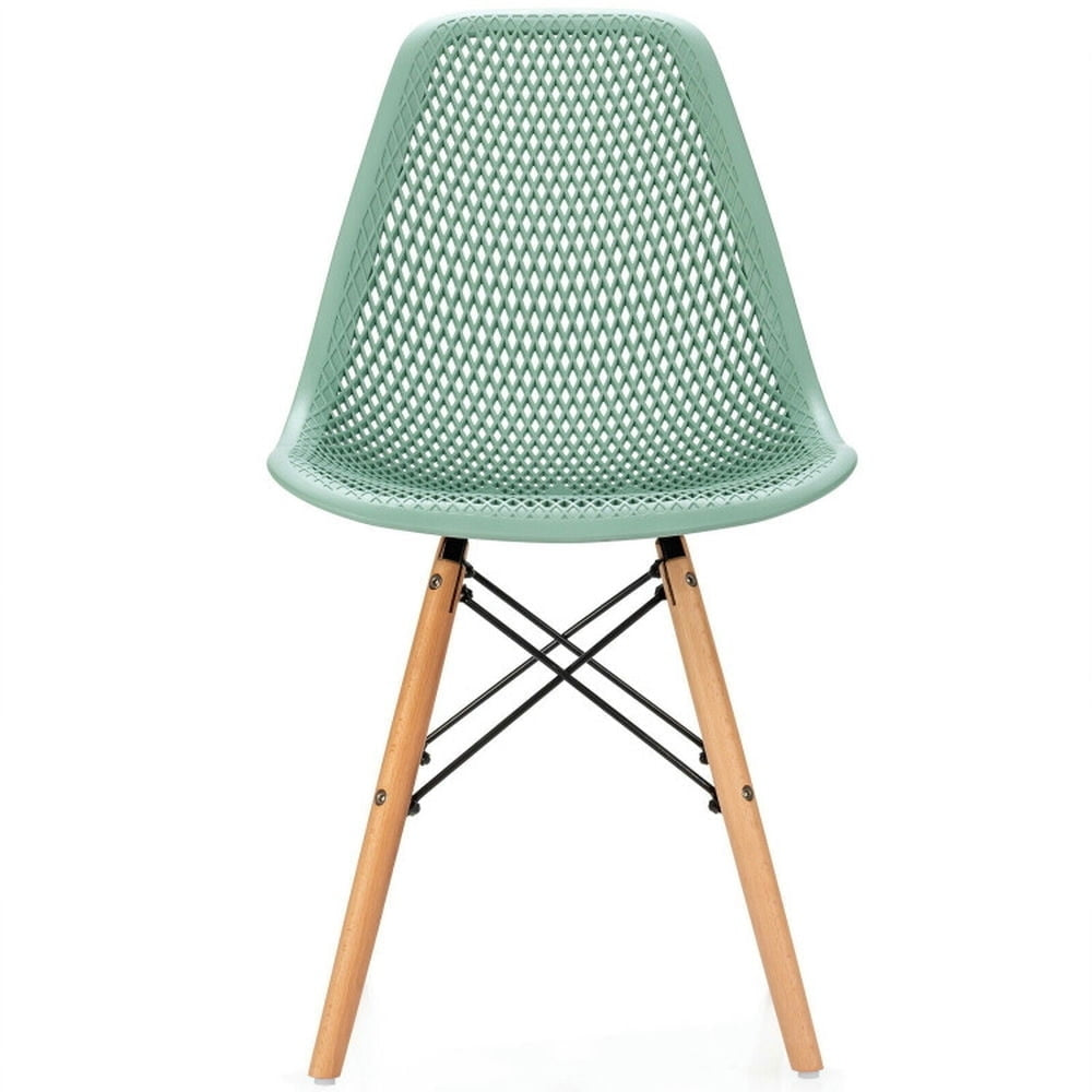 Hommoo Dining Chairs, Kitchen Chairs Trattoria Chairs,4 Pieces Modern Plastic Hollow Chair Set with Wood Leg-Green Image 3