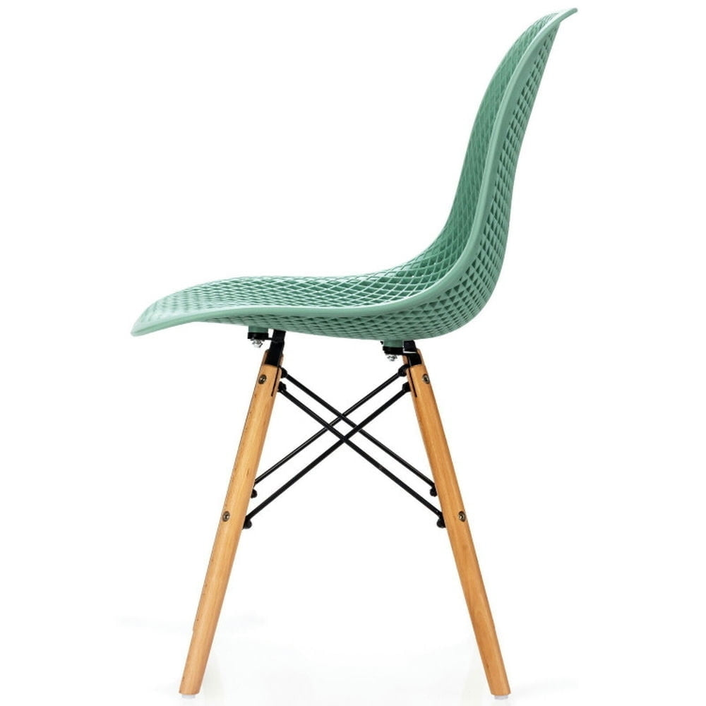 Hommoo Dining Chairs, Kitchen Chairs Trattoria Chairs,4 Pieces Modern Plastic Hollow Chair Set with Wood Leg-Green Image 5