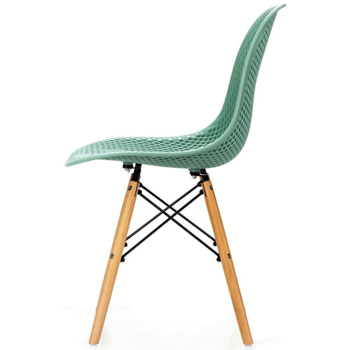 Hommoo Dining Chairs, Kitchen Chairs Trattoria Chairs,4 Pieces Modern Plastic Hollow Chair Set with Wood Leg-Green Image 5