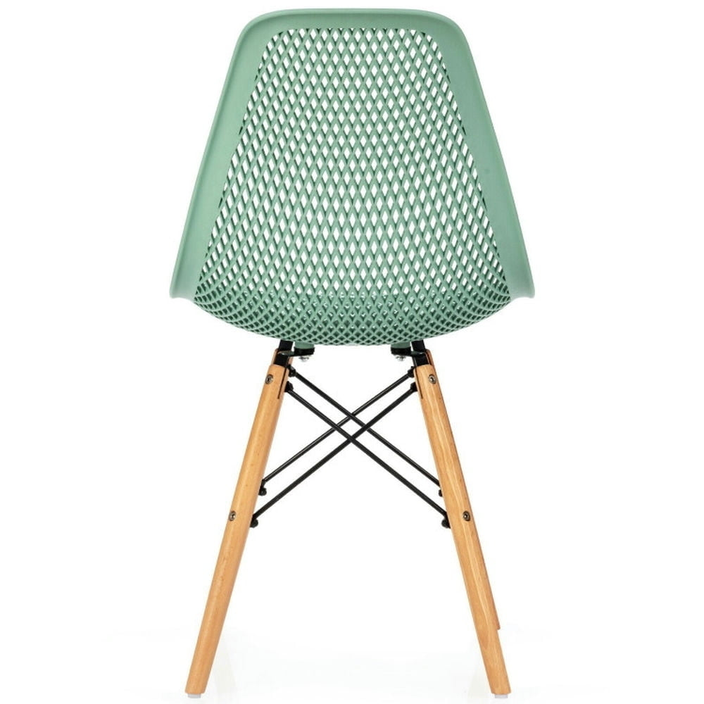 Hommoo Dining Chairs, Kitchen Chairs Trattoria Chairs,4 Pieces Modern Plastic Hollow Chair Set with Wood Leg-Green Image 6