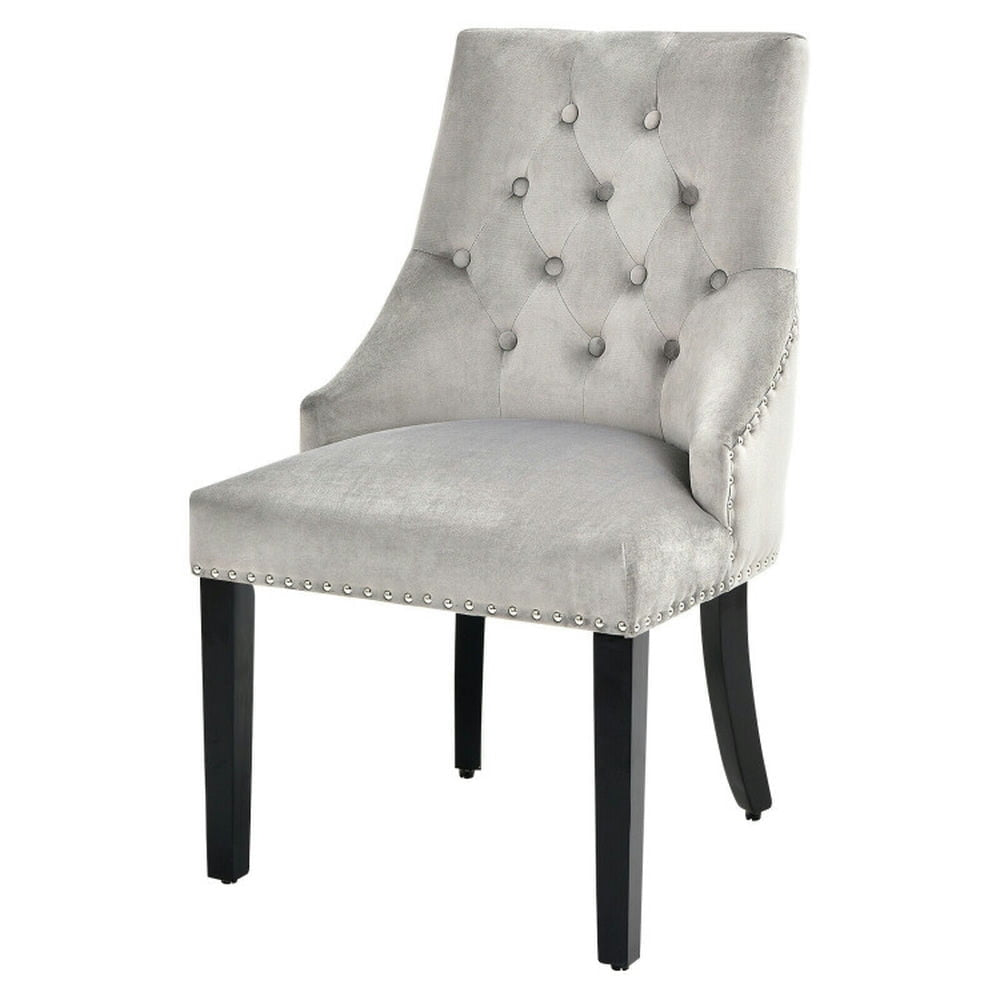 Hommoo Dining Chairs, Kitchen Chairs Trattoria Chairs,Modern Upholstered Button-Tufted Dining Chair with Naild Trim-Gray Image 1