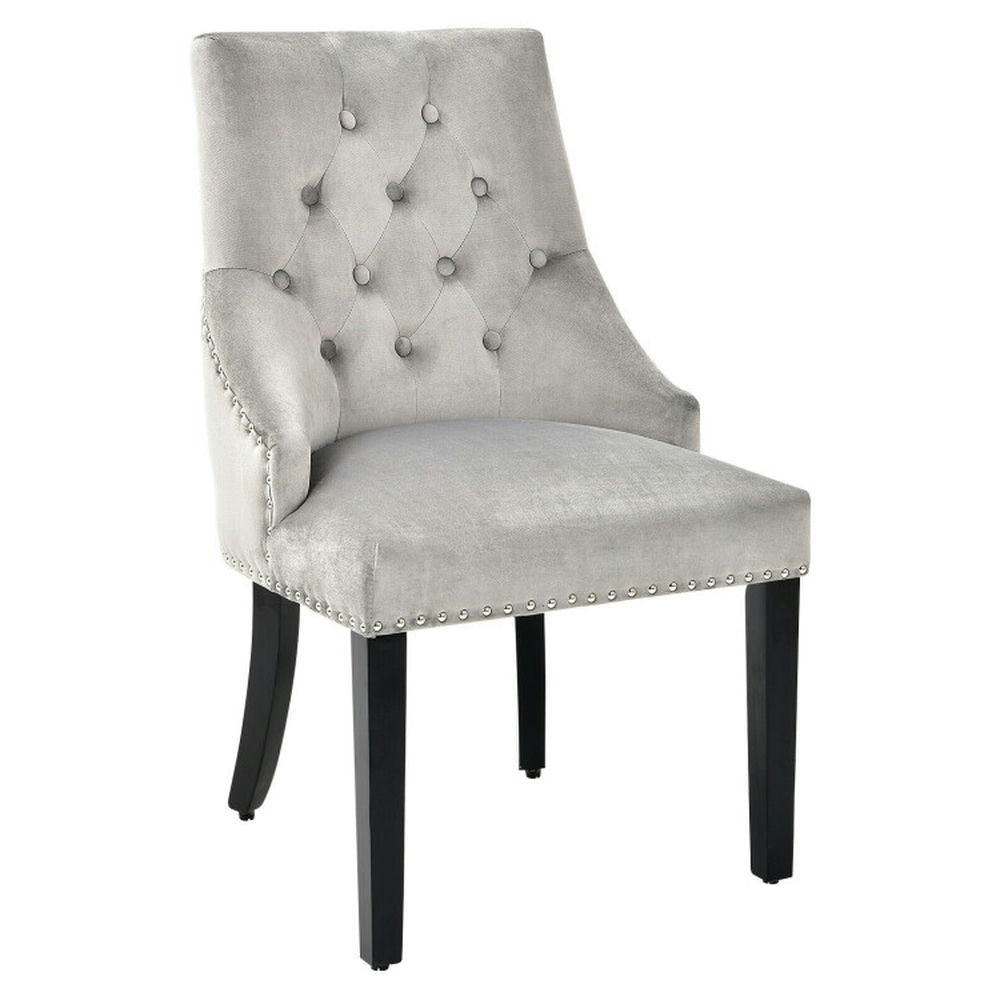 Hommoo Dining Chairs, Kitchen Chairs Trattoria Chairs,Modern Upholstered Button-Tufted Dining Chair with Naild Trim-Gray Image 4