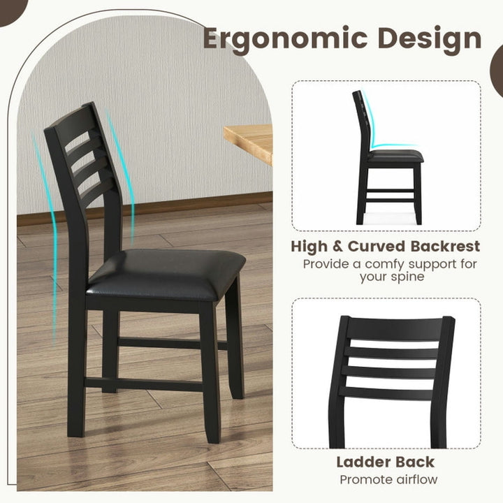 Hommoo Dining Chairs, Kitchen Chairs Trattoria Chairs,Wooden Dining Chair Set of 2 with Rubber Wood Frame and Padded Image 3