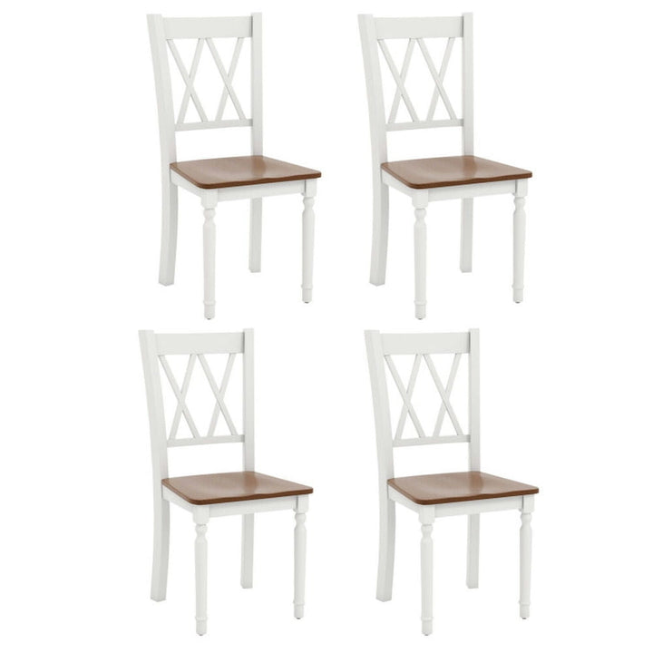 Hommoo Dining Chairs, Kitchen Chairs Trattoria Chairs,Set of 4 Wooden Farmhouse Kitchen Chairs with Rubber Wood Seat Image 1