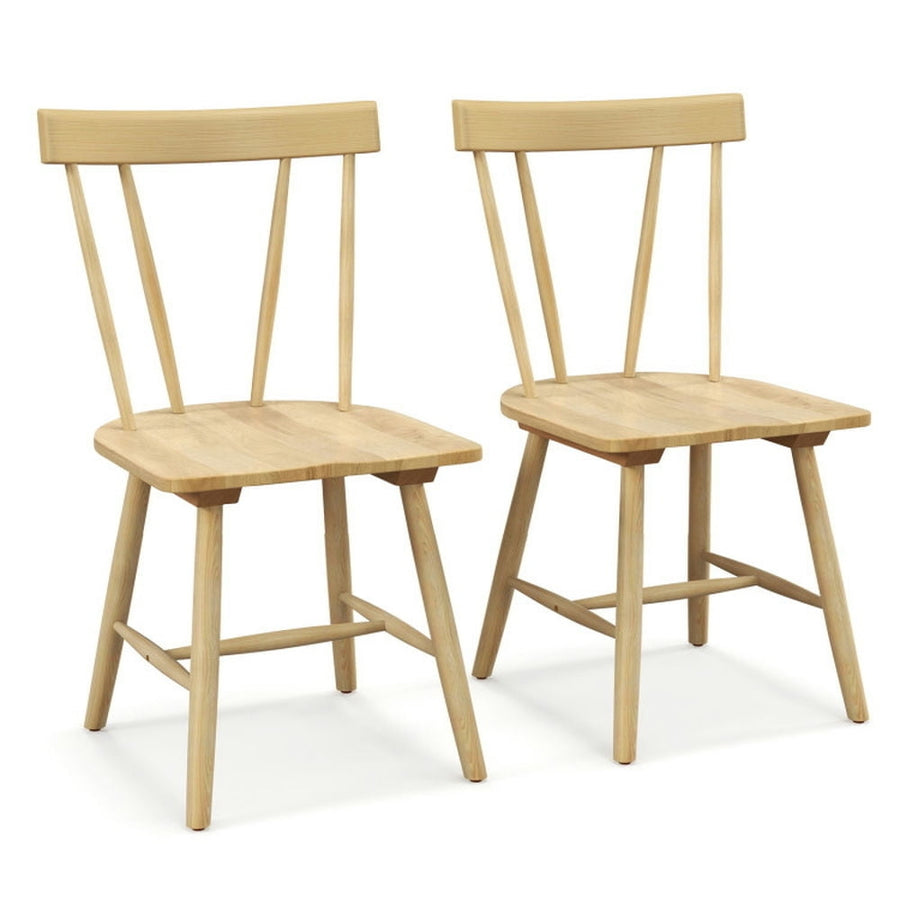 Hommoo Windsor Style Armless Chairs with Solid Rubber Wood Frame-Natural, Image 1