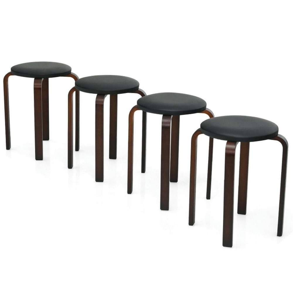 Hommoo Dining Chairs, Kitchen Chairs Trattoria Chairs,Set of 4 Bentwood Round Stool Stackable Dining Chairs with Padded Image 1