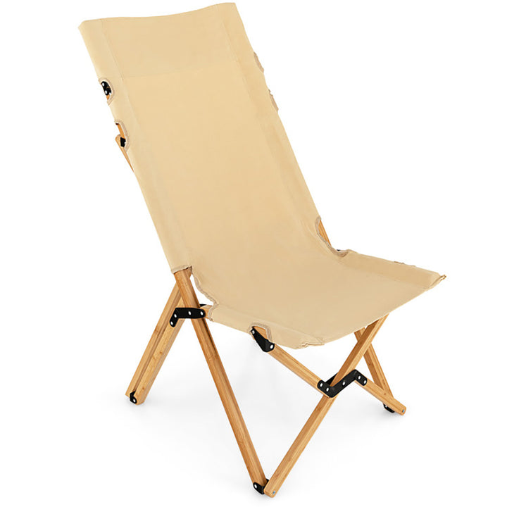 Hommoo Bamboo Folding Camping Chair with 2-Level Adjustable Backrest-Natural, Camping Chairs for Adult Hiking Fishing Image 4