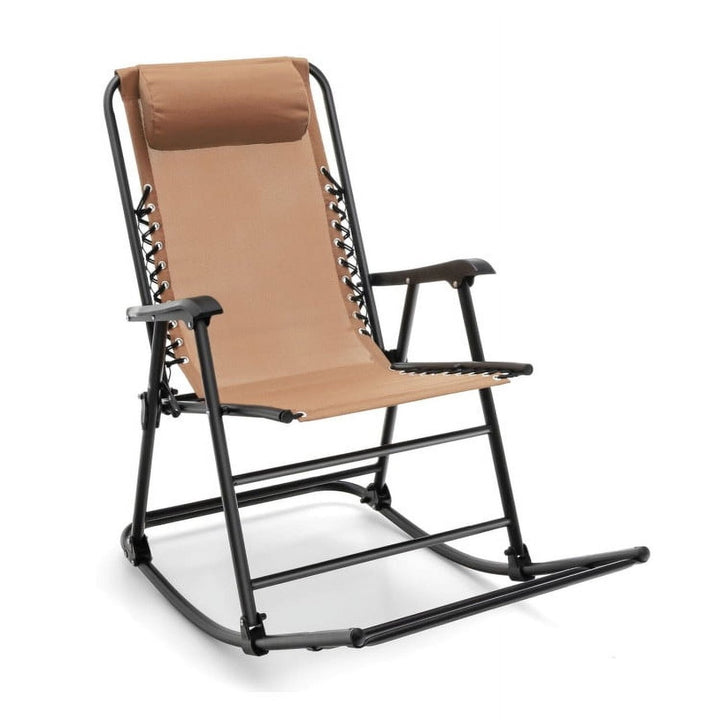 Hommoo Outdoor Patio Camping Lightweight Folding Rocking Chair with Footrest, Outdoor Glider Rocking Chair Cushion Lawn, Image 1