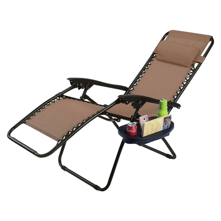 Hommoo Outdoor Folding Zero Gravity Reclining Lounge Chair with Utility Tray-Brown, Zero Gravity Lawn Lounge Chairs with Image 6