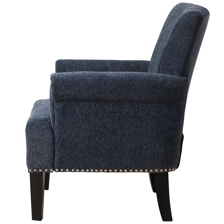 Hommoo Modern Rivet Tufted Polyester Armchair, High Back Upholstered Seat - Navy Image 2