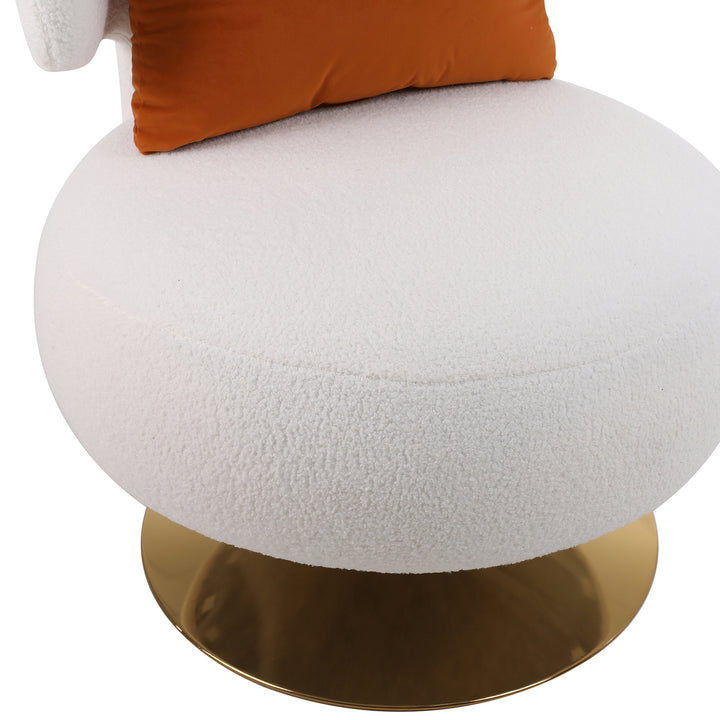 Hommoo Upholstered Leisure Accent Chair with Golden Metal Base for Nursery, Living Room, Bedroom, White Image 4