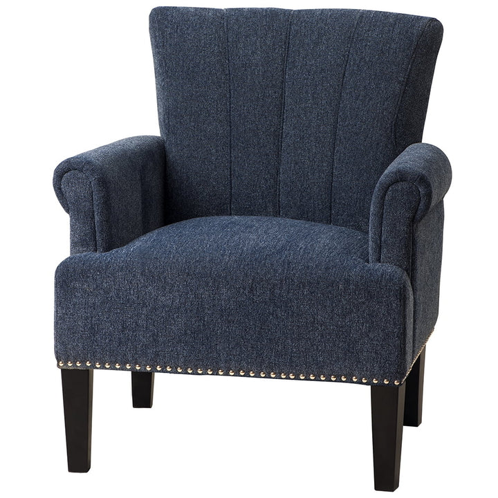 Hommoo Modern Rivet Tufted Polyester Armchair, High Back Upholstered Seat - Navy Image 4