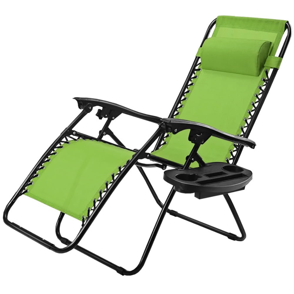 Hommoo Outdoor Folding Zero Gravity Reclining Lounge Chair-Green, Zero Gravity Lawn Lounge Chairs with Cup Holder Image 3