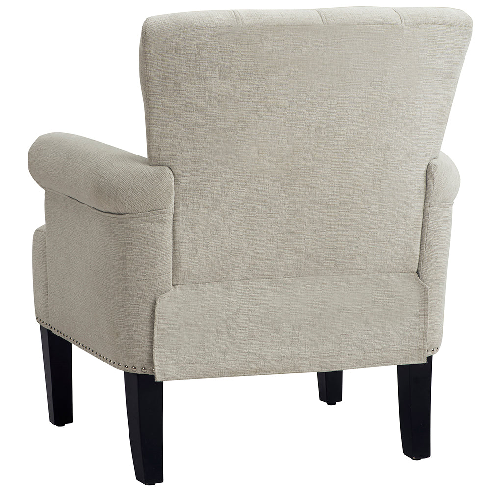 Hommoo Modern Rivet Tufted Polyester Armchair, High Back Upholstered Seat - Cream Image 2